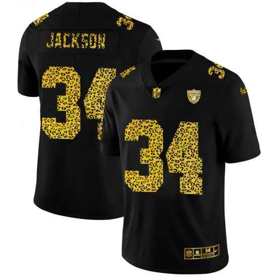 Las Vegas Raiders 34 Bo Jackson Men Nike Leopard Print Fashion Vapor Limited NFL Jersey Black
